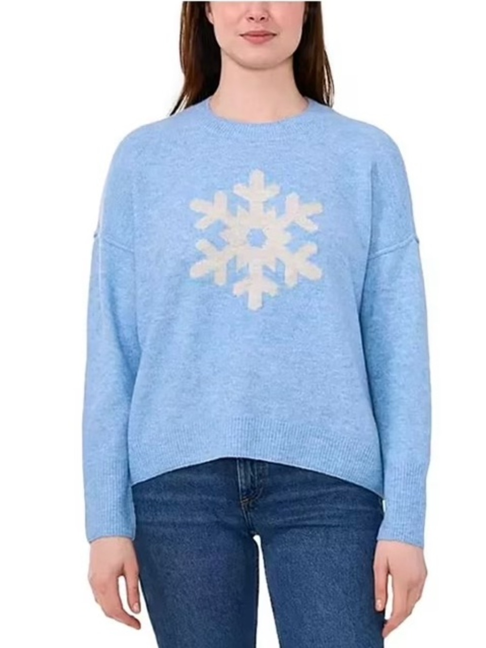 Vince Camuto Snowflake Sweater XXL Soft Blue Oversized Cozy Winter Knit
